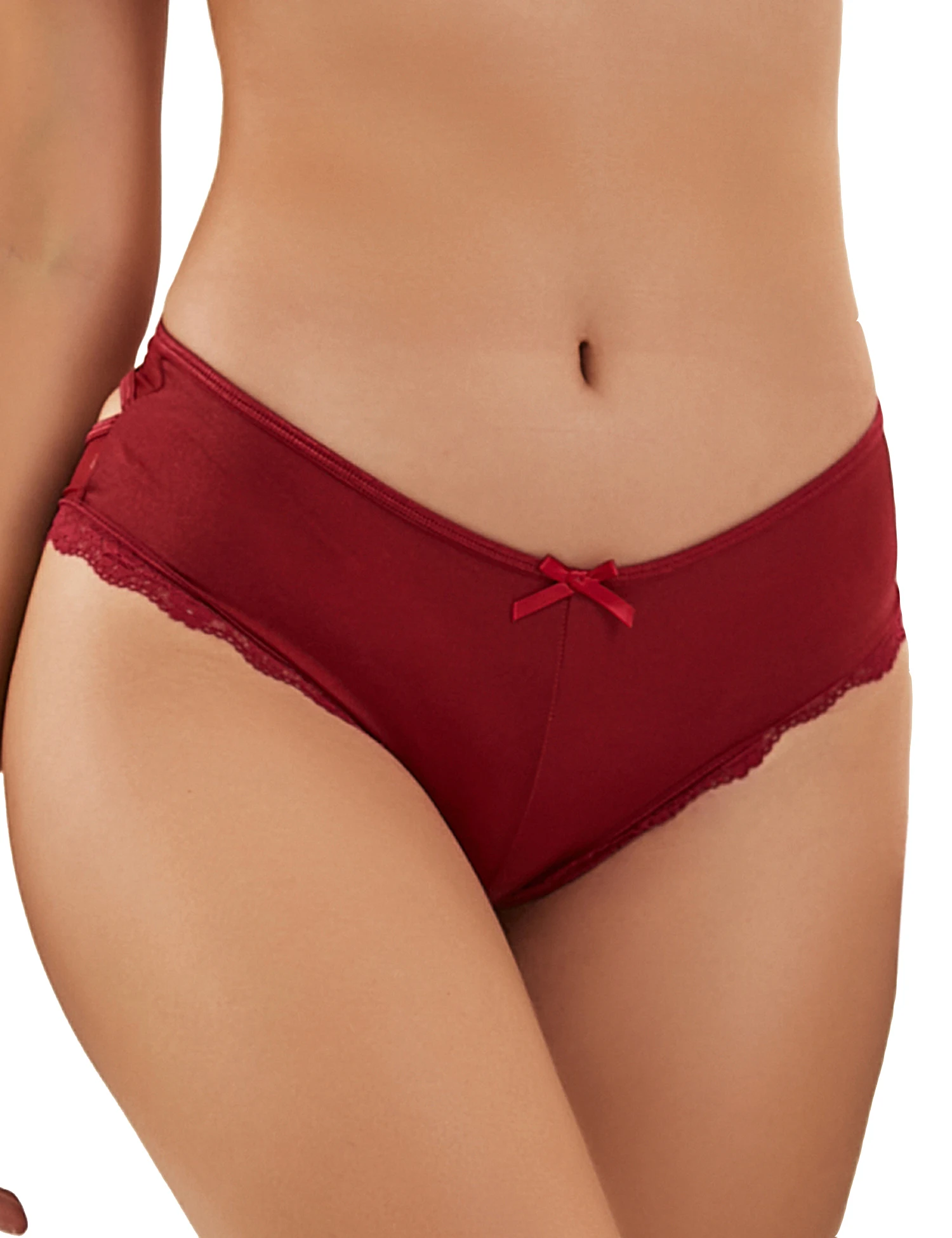 Comeondear-Mini tongs rouges en dentelle évidée pour femmes, culotte sexy, sous-vêtements sans couture, lingerie à haute élasticité, slips féminins avec nœud, 7.0