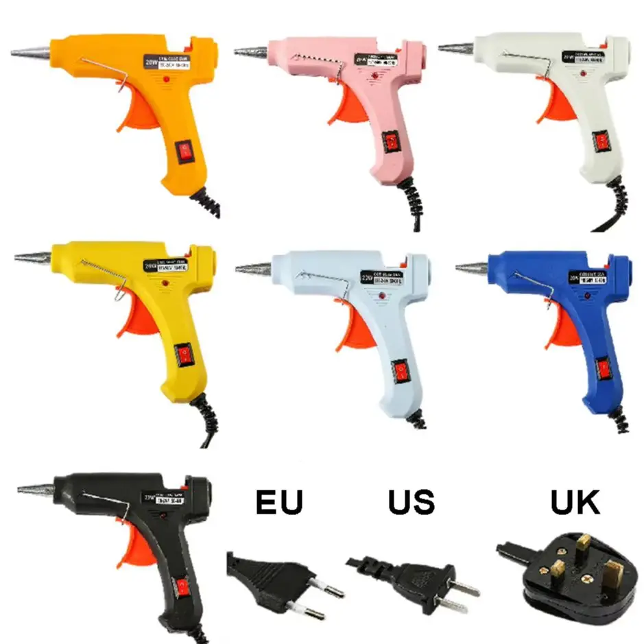 

Hnad Tools 20 Вт 30 Вт 100 Вт ЕС Великобритания США Plug Пистолет для термоплавкого клея Электрический термотемпературный клеевой пистолет 100 шт./лот