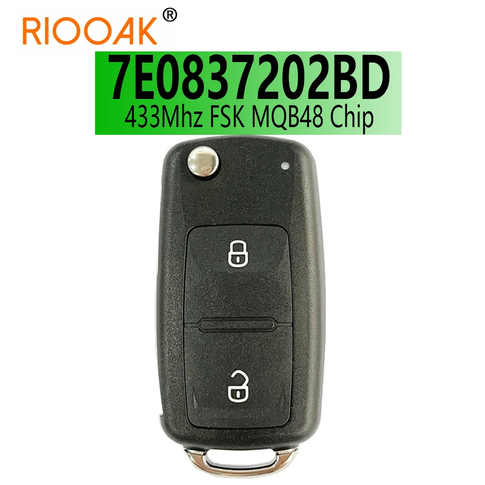 433Mhz FSK MQB48 Chip Remote Car Key Flip Smart Control Replace For VW Amarok Transporter T6 7E0837202BD