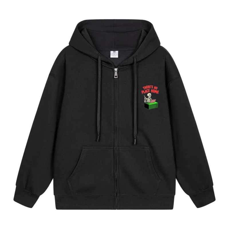 

Men's Zip-Up Hoodie Red And Black Logo Design 2025 New Style Casual Couples’ Style Casual and Loose