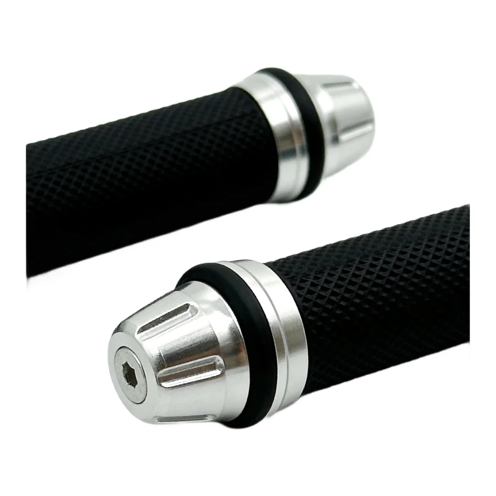 Motorcycle Handlebar Grips with Reinforced Rubber Core and CNC Aluminum Finish for Dependable Ride and Appearance