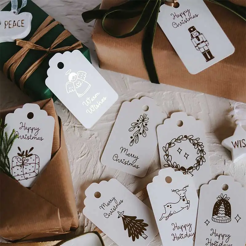 Étiquettes de Noël personnalisées, étiquettes de remerciement pour cadeaux de Noël d'hiver, décorations de cadeaux de fête personnalisées