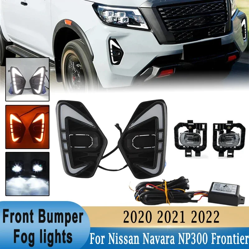 

LED Fog Lights Dynamic Daytime Running Light DRL Front Driving Lamp with Wire Harness for Nissan Navara NP300 Frontier 2020-2022