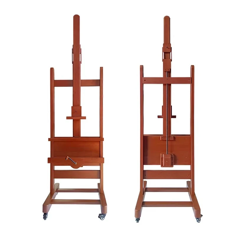 

Retro oil painting rack, hand-cranked lifting and leaning forward large easel.