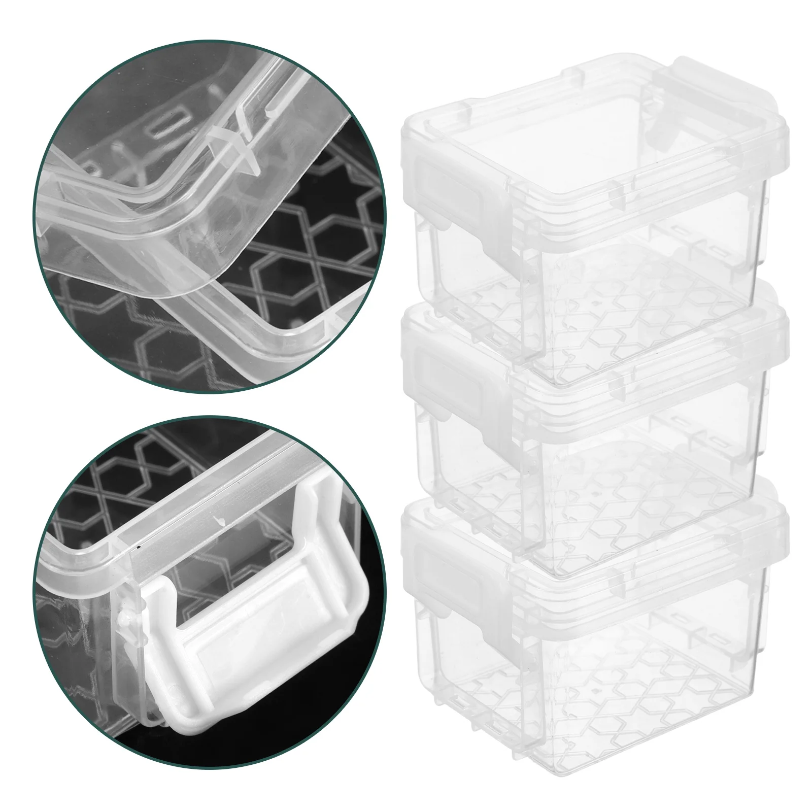 

5Pcs Clear Plastic Storage Boxes Transparent Stackable Desktop Organizer for Jewelry Sewing Crafts Portable Small Organizer