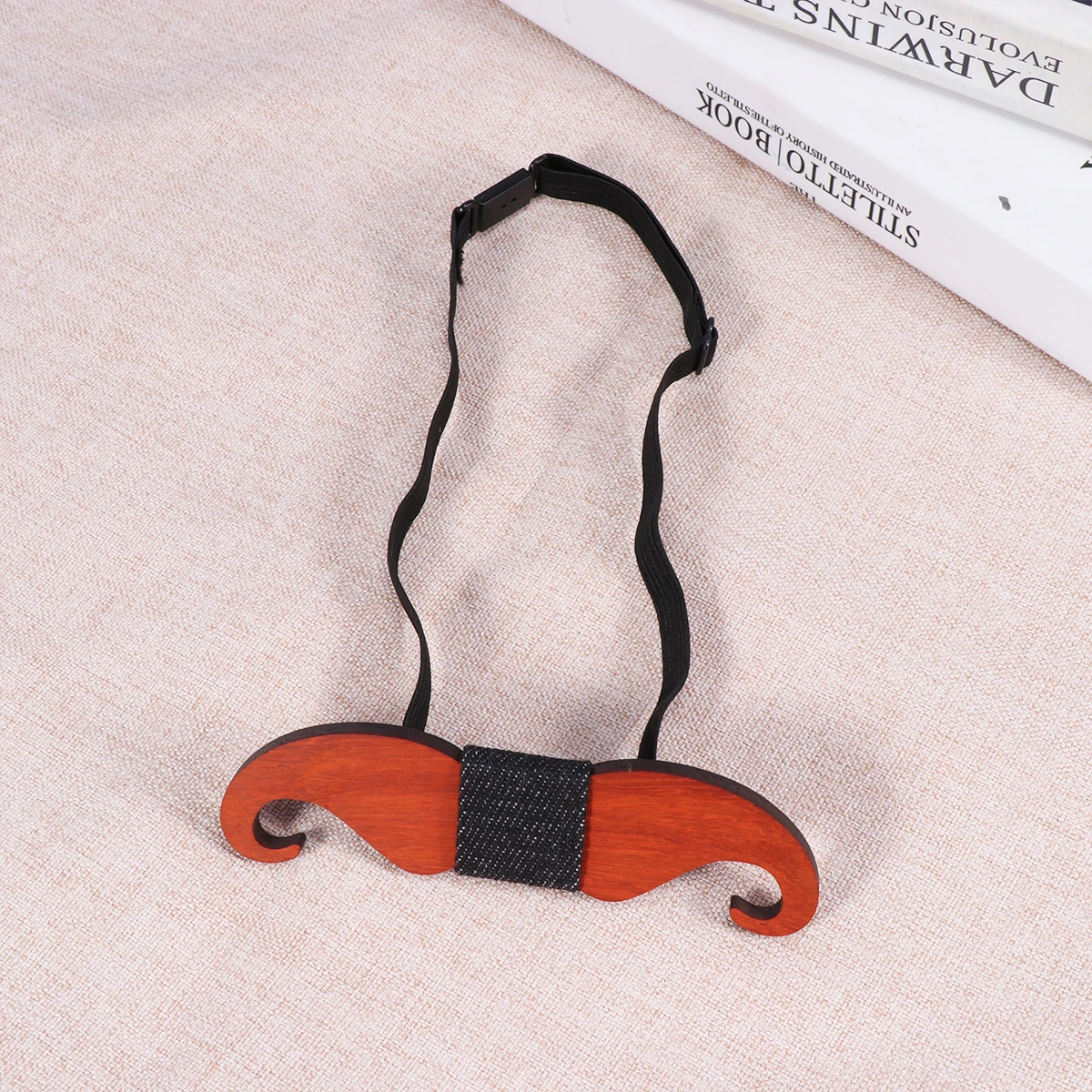 

Wooden Bow Tie Men Beard Pattern Wedding Party Accessories Elastic Band Adjustable Length One Size Fits All Mens Groom for Mens