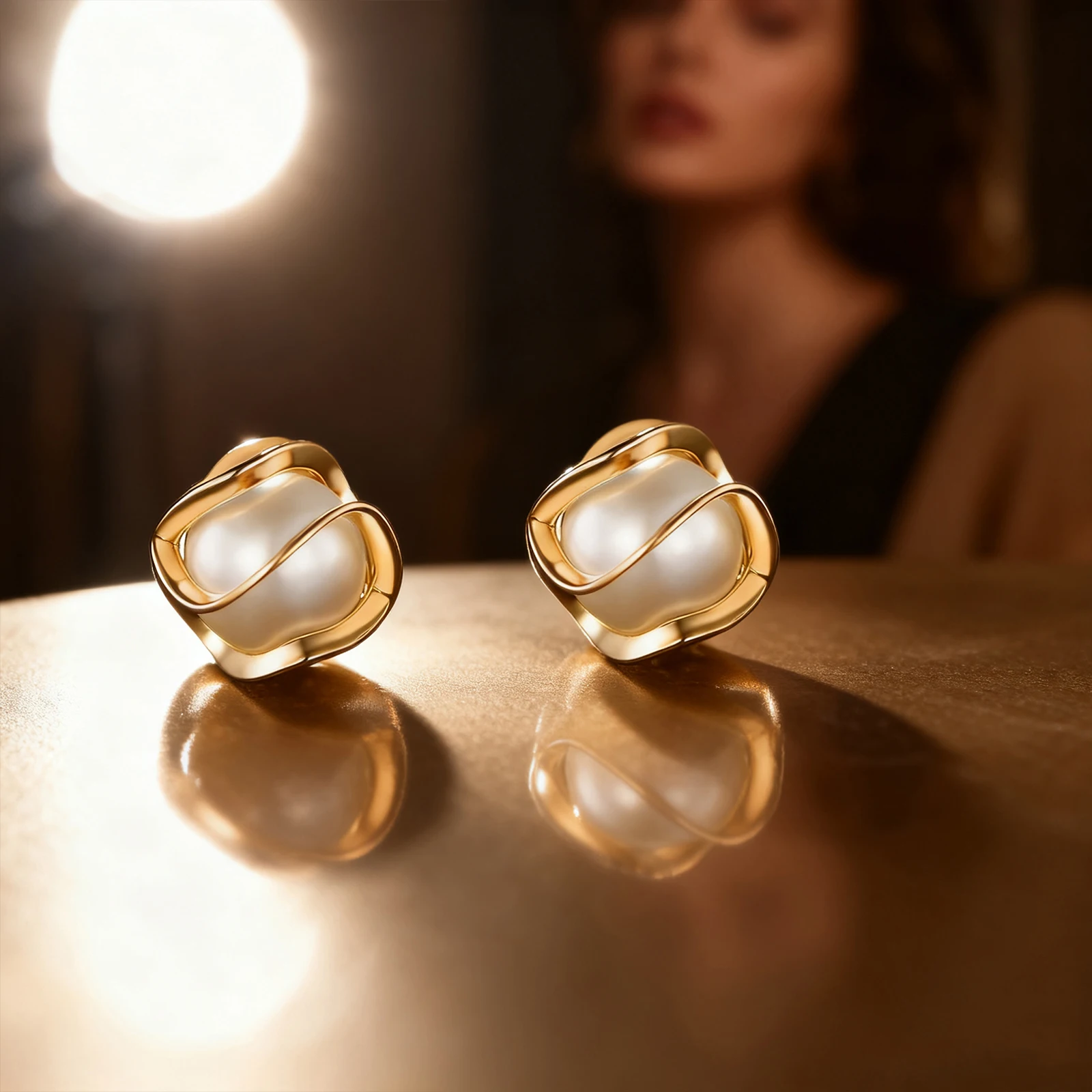 أقراط لؤلؤ مطلية بالذهب عيار 18 قيراط بتصميم قفص ملتوي، وإكسسوارات عصرية أنيقة على الطراز القديم، هدية مثالية للعرائس