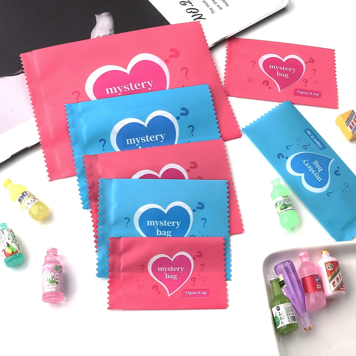 100-200 Stück/Lot Love Heart Englische Überraschungstüten Neue Leere Miniatur-Lebensmittel-Süßigkeiten-Spielzeug-Überraschungstüten DIY Party-Geschenkverpackungstüten – Detail 4