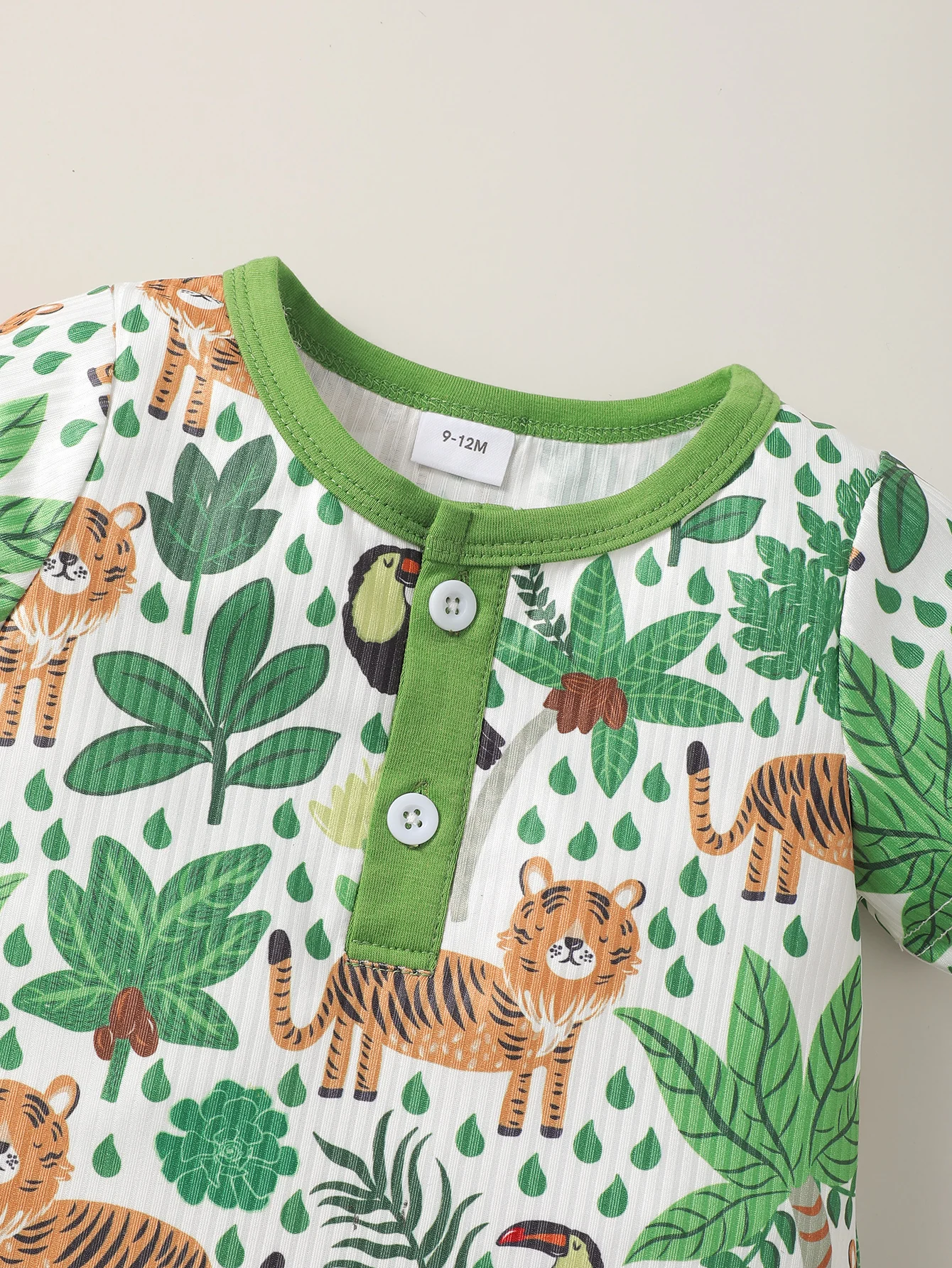 Summer baby boy forest tiger cartoon pattern full of printed casual fun jumpsuit shorts