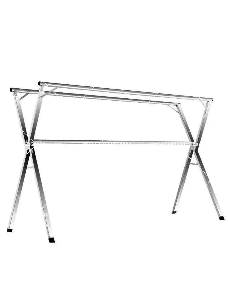 Folding Stainless Steel Clothes Drying Rack for Indoor Home Balcony Bedroom Outdoor Use, Telescopic Pole Quilt Drying Rack
