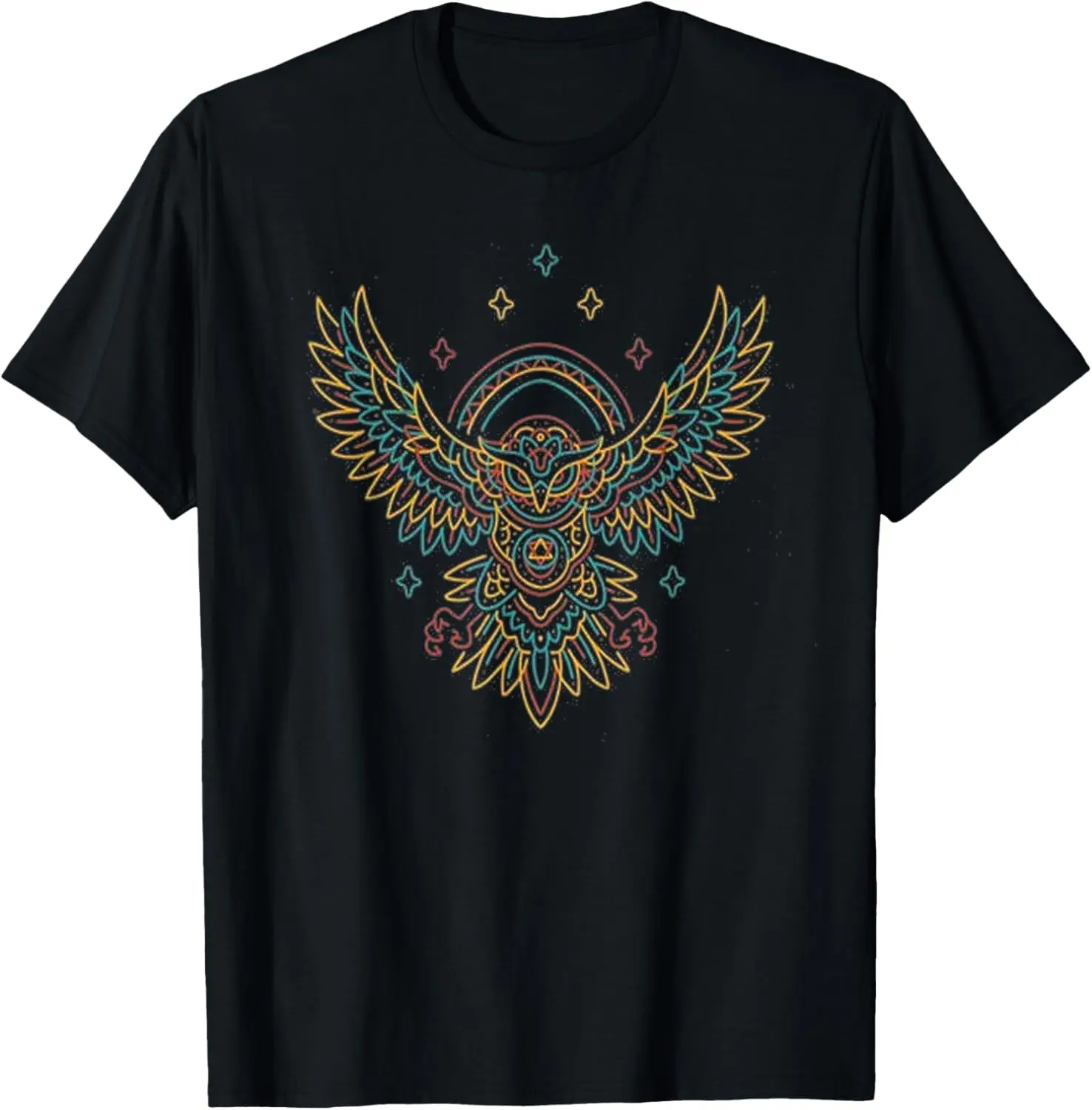 Geometric Mandala owl artistic wise angry nocturnal bird Owl T-Shirt