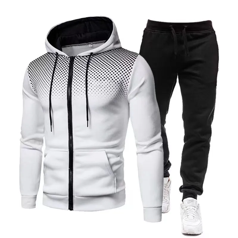 2024 New Men\'s Autumn Winter Sets Zipper Hoodie+Pants Pieces Casual Tracksuit Male Sportswear Brand Clothing Sweat Suit S-XXXXL