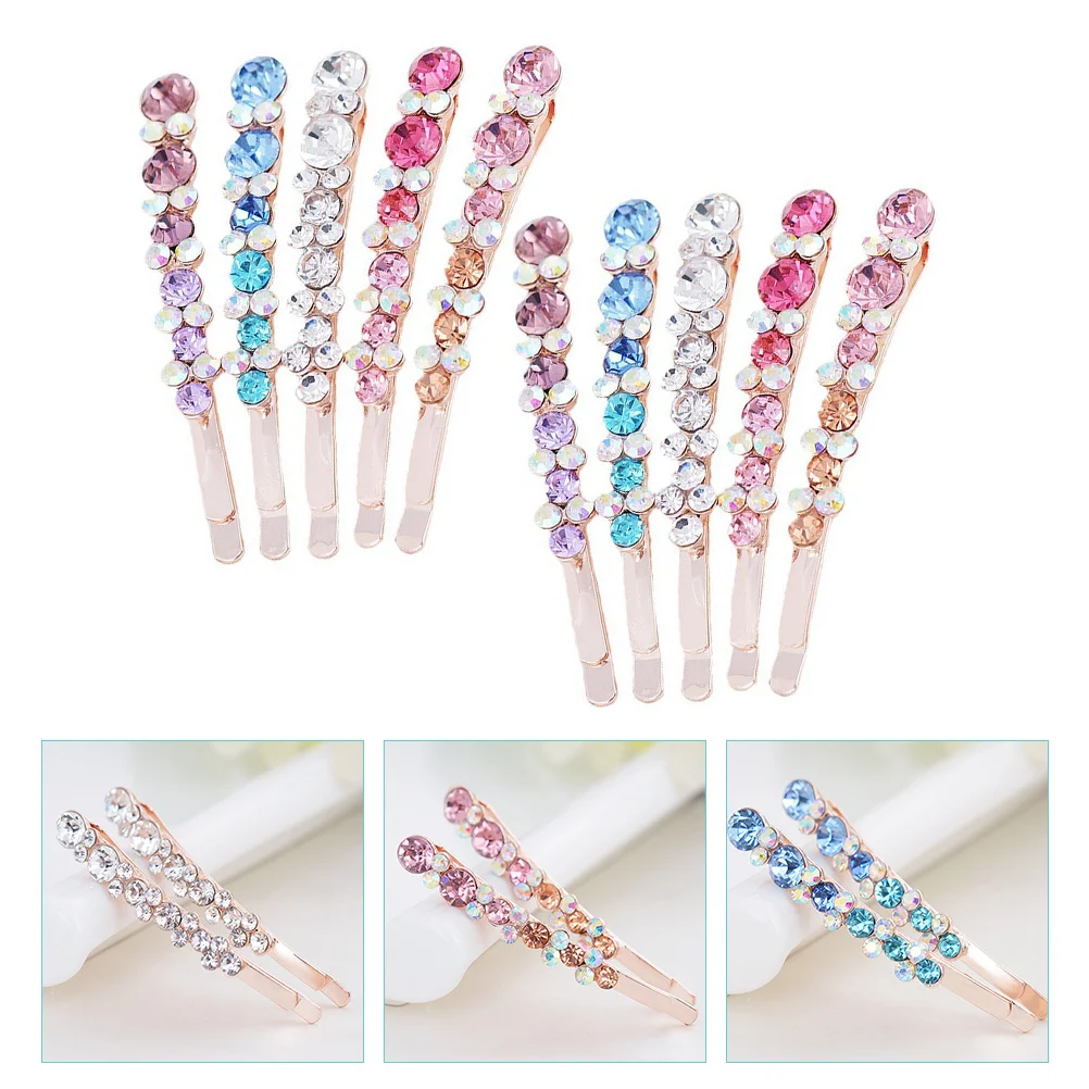 

10 Pcs Bow Hair Clips Rhinestone Butterfly Barrette Girl Bride Hairpin Wedding Bobby Women Hairpins Women's