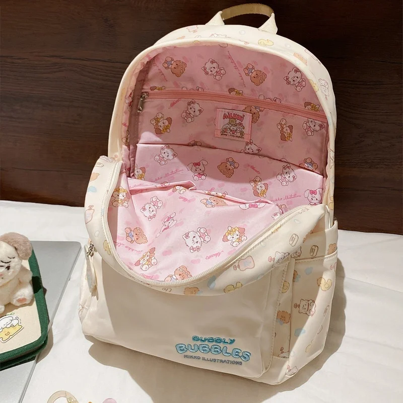 

Ailuxi X Mikko Illustrations Women Backpack Cute High Aesthetic Cartoon Print Lightweight Large Capacity Travel School Daily Use