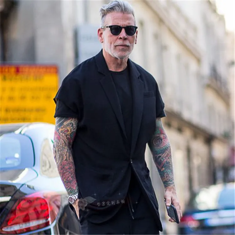 

2024 New Summer European and American Style Men s Slim Fit Suit Cotton Vest Korean Version Spring and Summer Stylist Vest Coat