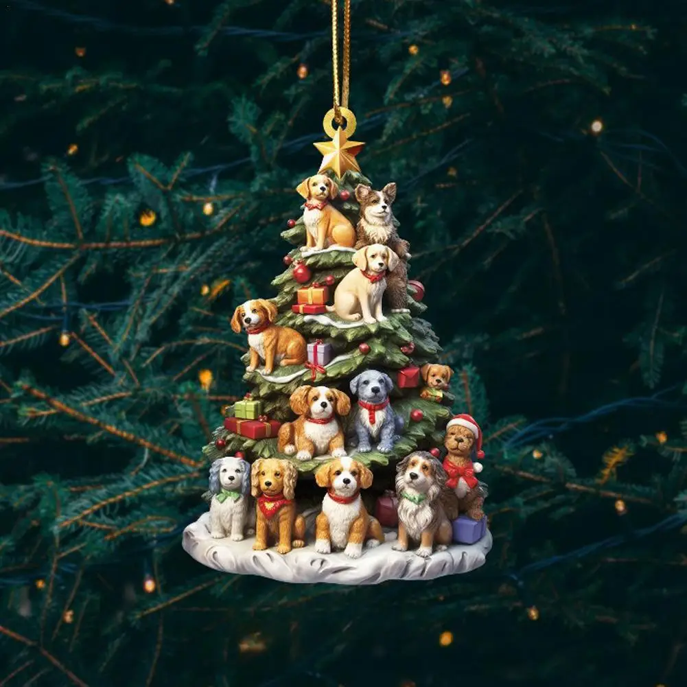 

2D Christmas Tree Pendant Creative Multi-style Car Pendant Christmas Atmosphere Acrylic Material Home Room Pendant Decoration
