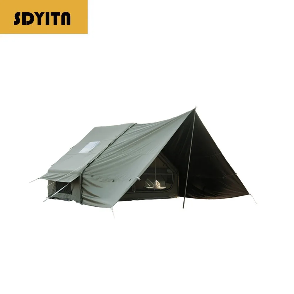 

Outdoor Camping Deluxe Inflatable Tent with Canopy and Cotton Material for Family Camping and Trekking