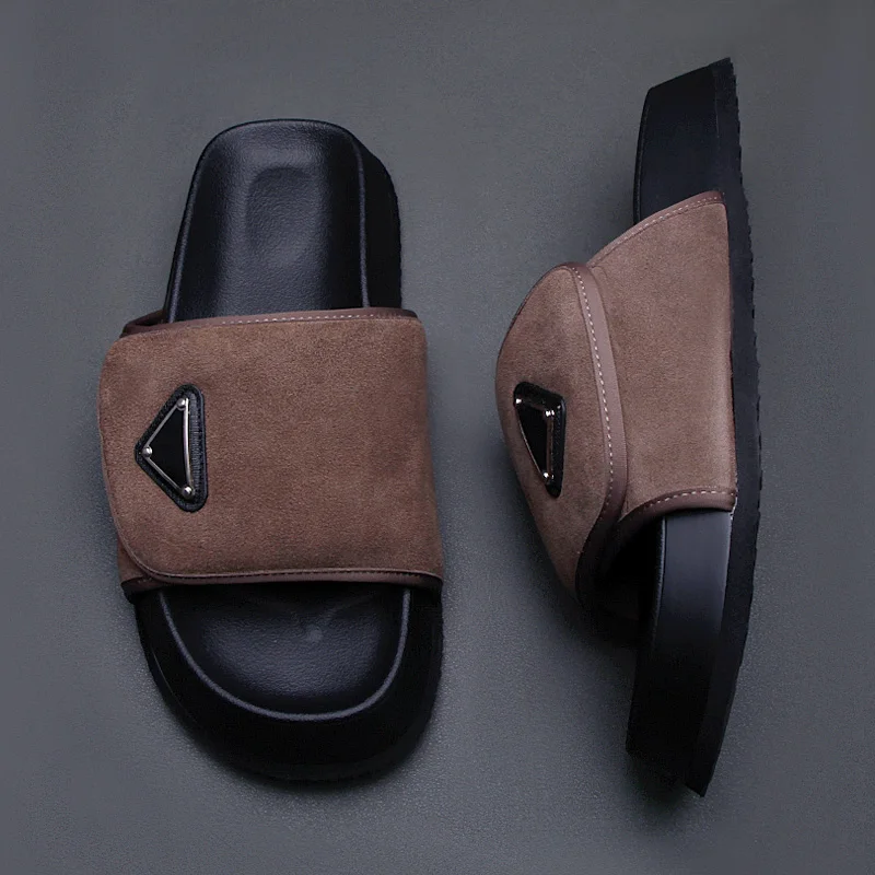 Men's shoes Summer beach shoes 2024 new cowhide casual shoes men soft soled comfortable slippers men