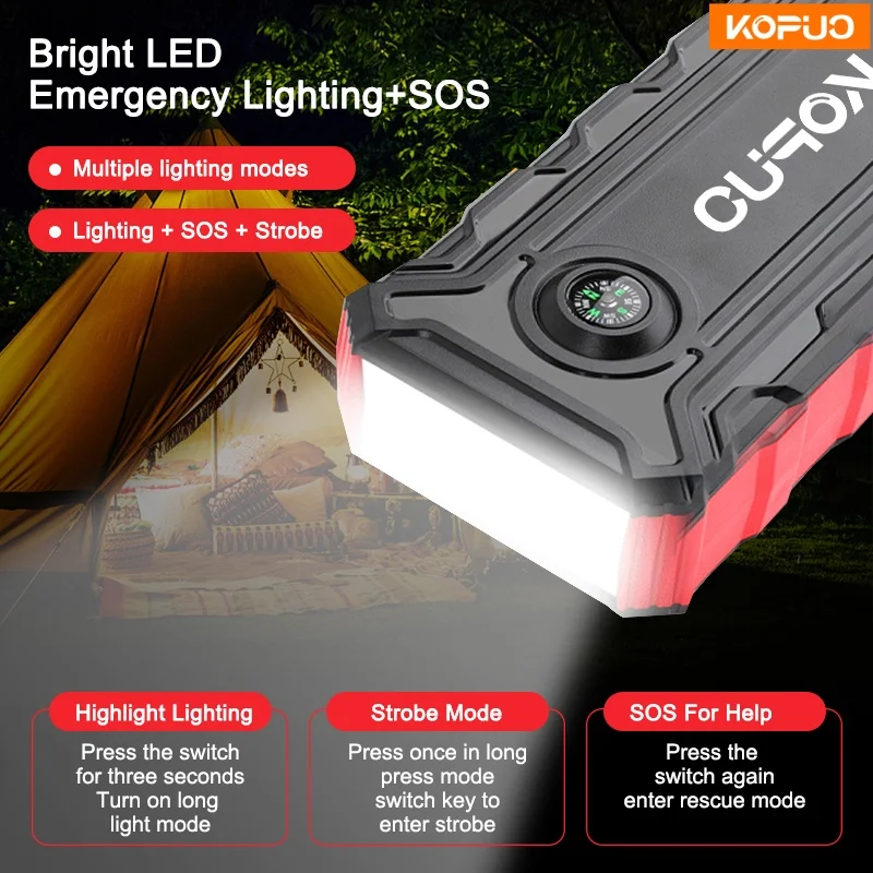 حار بيع هدية للسائق / صديقها / أبي! مشغل قفز للسيارة 600 أمبير مع شاشة LCD، بنك طاقة محمول 12 فولت لغاز 5.0 لتر/4 لتر ديزل