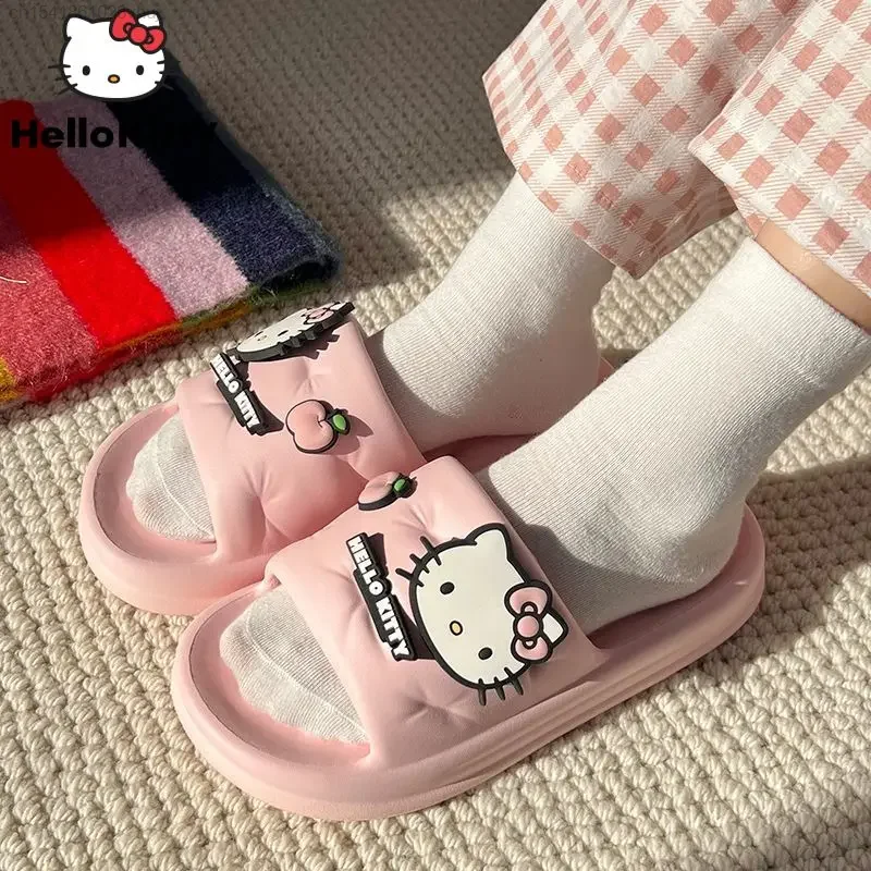 Sanrio Hello Kitty Cinnamoroll Kawaii New Slippers Women Summer Non Slip Bathroom Shower Slippers Kuromi Beach Shoes Y2k Girls