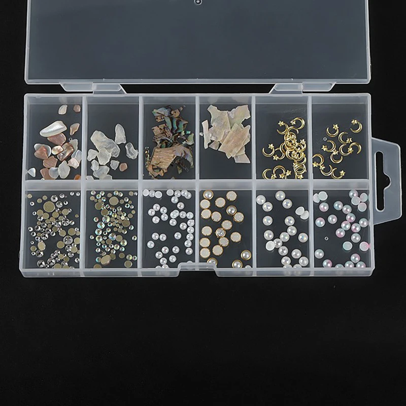 12 Grids Nails Art Organizer Box Storage Tool For False Tip Container Empty Nails Rhinestones Holder Case Organizer Jewelry Art