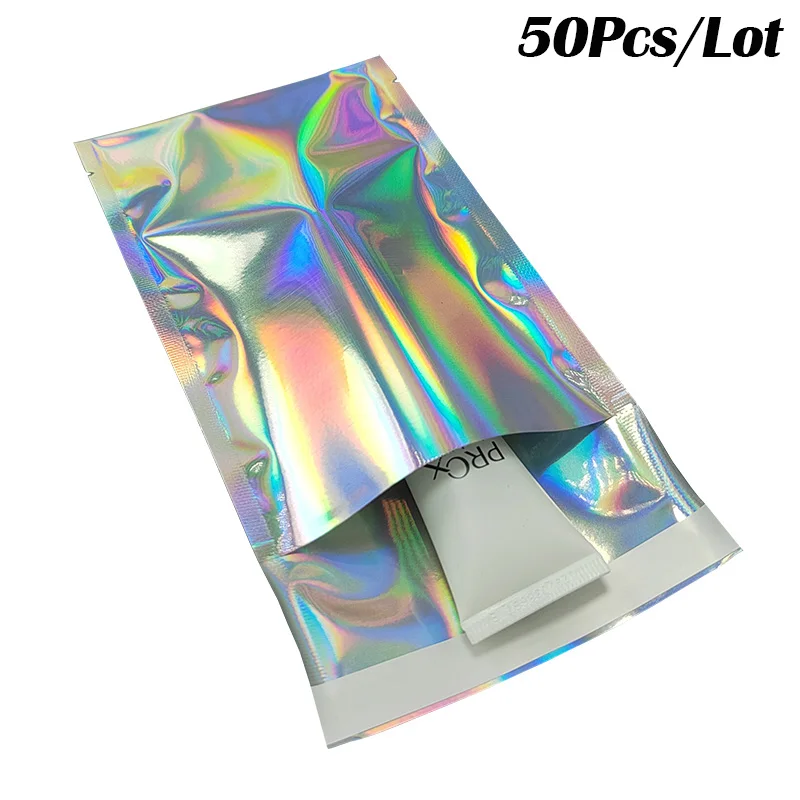 50Pcs/Lot Holographic Envelopes Courier Bags Self-seal Gifts Jewelry Packaging Bags Laser Film Mailer Postal Shipping Bag