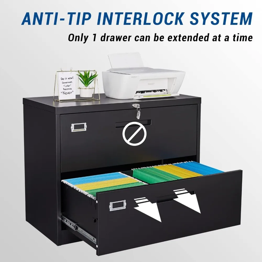 Duża metalowa szafka na dokumenty z 2 szufladami i zamkiem, zamykana szafka do przechowywania dokumentów w biurze domowym, szafka na dokumenty formatu Letter.