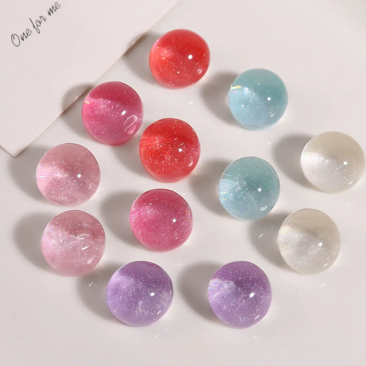 2pcs Korean version of starry sky flash powder steamed bread beads resin half pills flatback DIY earrings headgear mobile phone