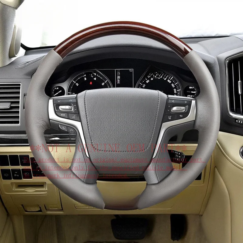 For Toyota Land Cruiser Retro Gray Lychee Leather Custom Modified Steering Wheel Assembly Horn Cover