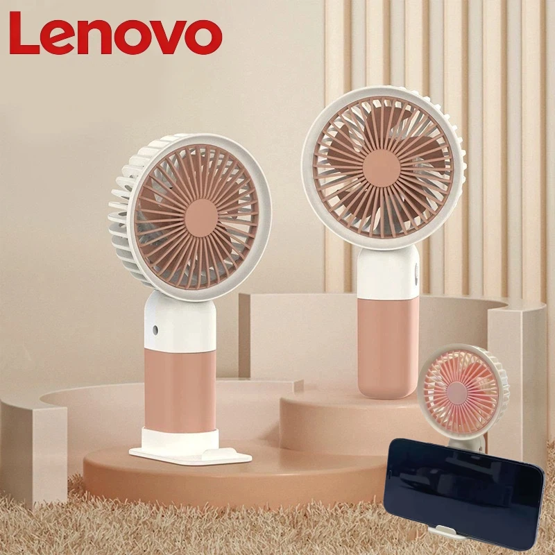

Портативный мини-вентилятор Lenovo для офиса, дома и общежития, с USB-зарядкой, бесшумный, с держателем для телефона, модель 2026