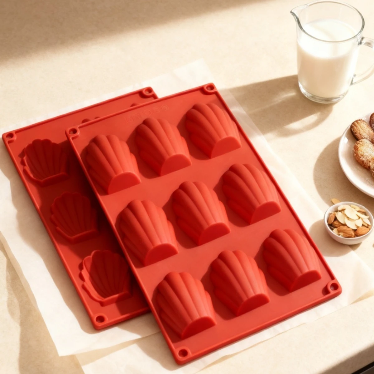 2 Stücke 9 Hohlräume Kuchenform Lebensmittelqualität Silikon Madeline Form Antihaft-backform für DIY Kekse Gebäck Schokolade Backwerkzeuge