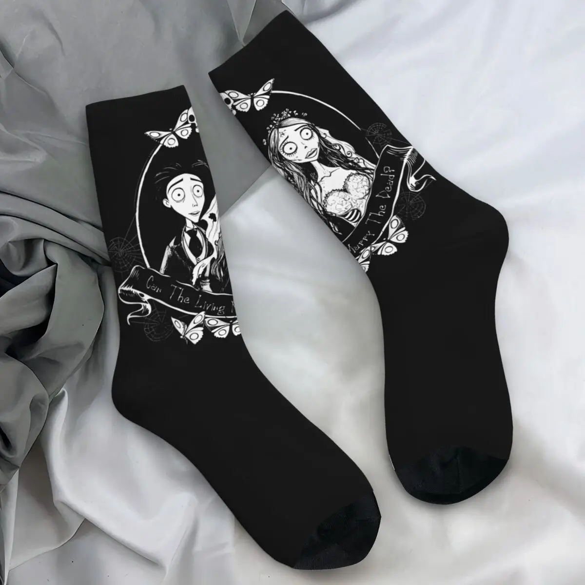 Corpse Bride Stockings Unisex Men Wedding Portrait Socks Quality Funny Socks Winter Running Sports Anti-Slip Design Socks