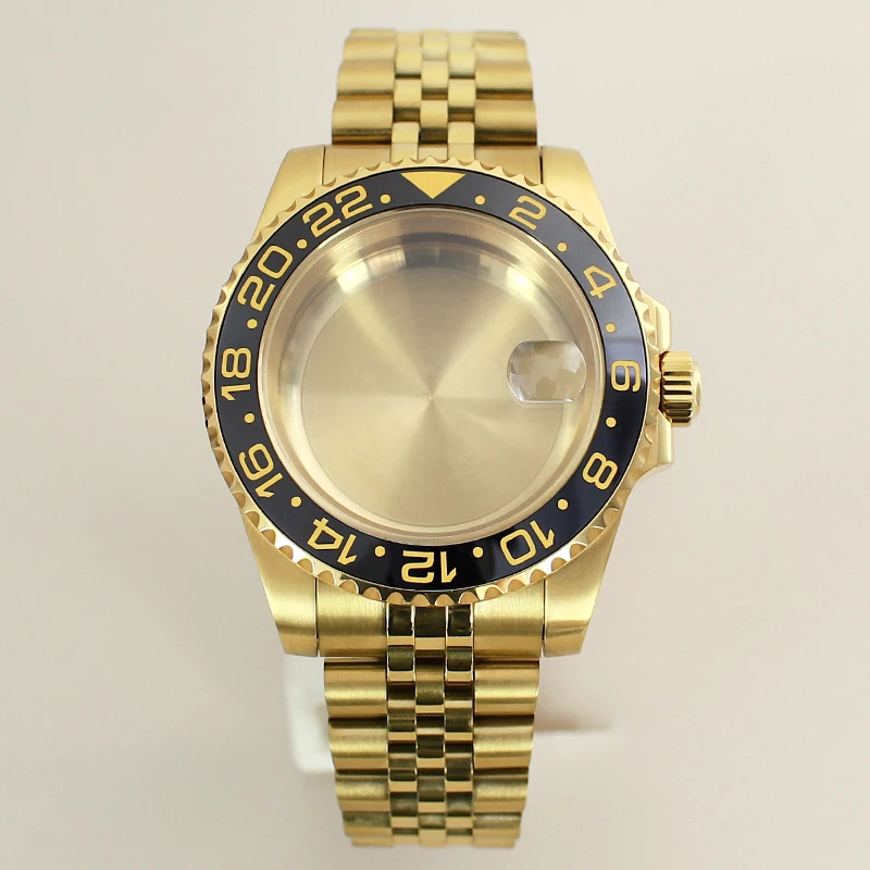 Pvd Gold 40 мм 20ATM Diver Cases Ремешок с сапфировым стеклом для NH35 NH36 NH34 NH70 4R36 8215 2824 GMT SUB Корпус для часов Jubilee Нержавеющая сталь