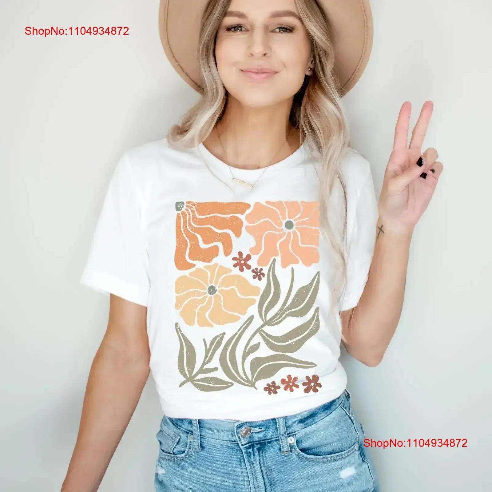 

Flowers Lover T Shirt Cottagecore Boho Matisse Art Nouveau Fall Clothing for her Nature vintage Washed Casual Versatile
