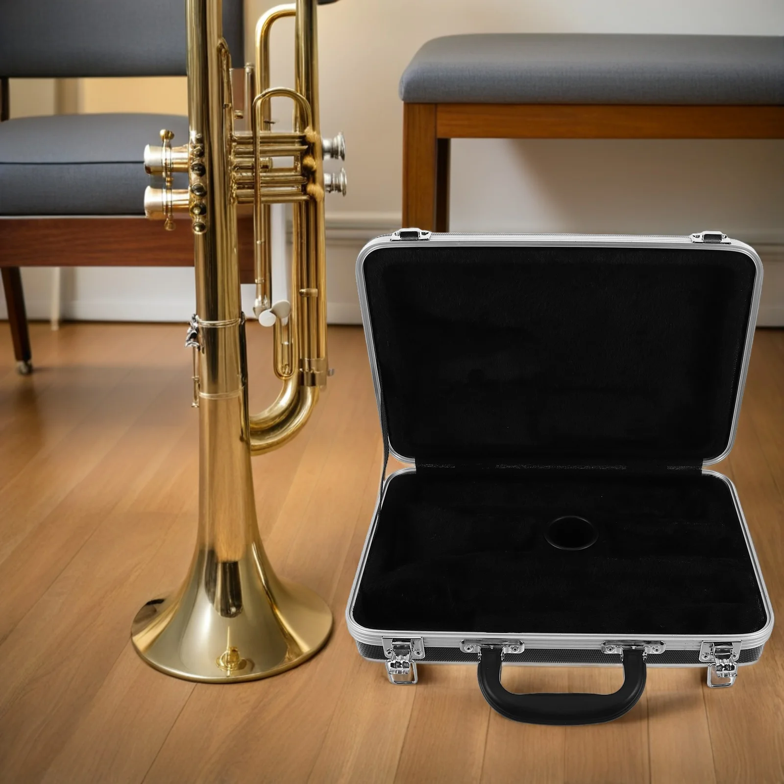 

Clarinet Case One Piece Lightweight ABS Shell Water-Resistant Multi-Compartments Organizer Professional Musician Outdoor School