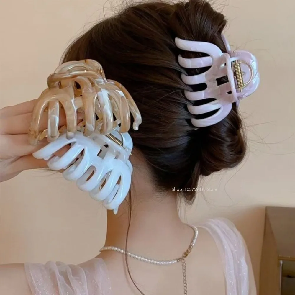Ink Color Large Grab Clip for Women Girls Elegant Pumpkin Shape Hairpin Suitable for High Hair Volume Shark Clip Disc Hair Claw