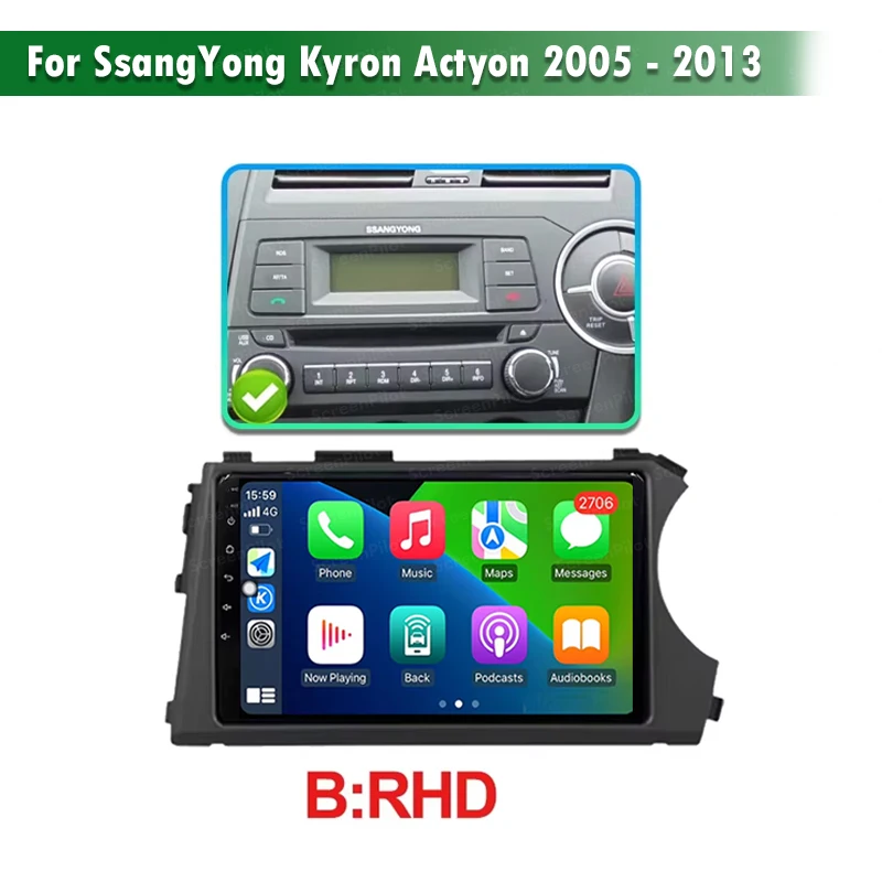 Android 16 For SsangYong Kyron Actyon 2005 - 2013 Car Radio Stereo Head Unit CarPlay Auto Radio Touch Screen Car Electronics GPS - view 3