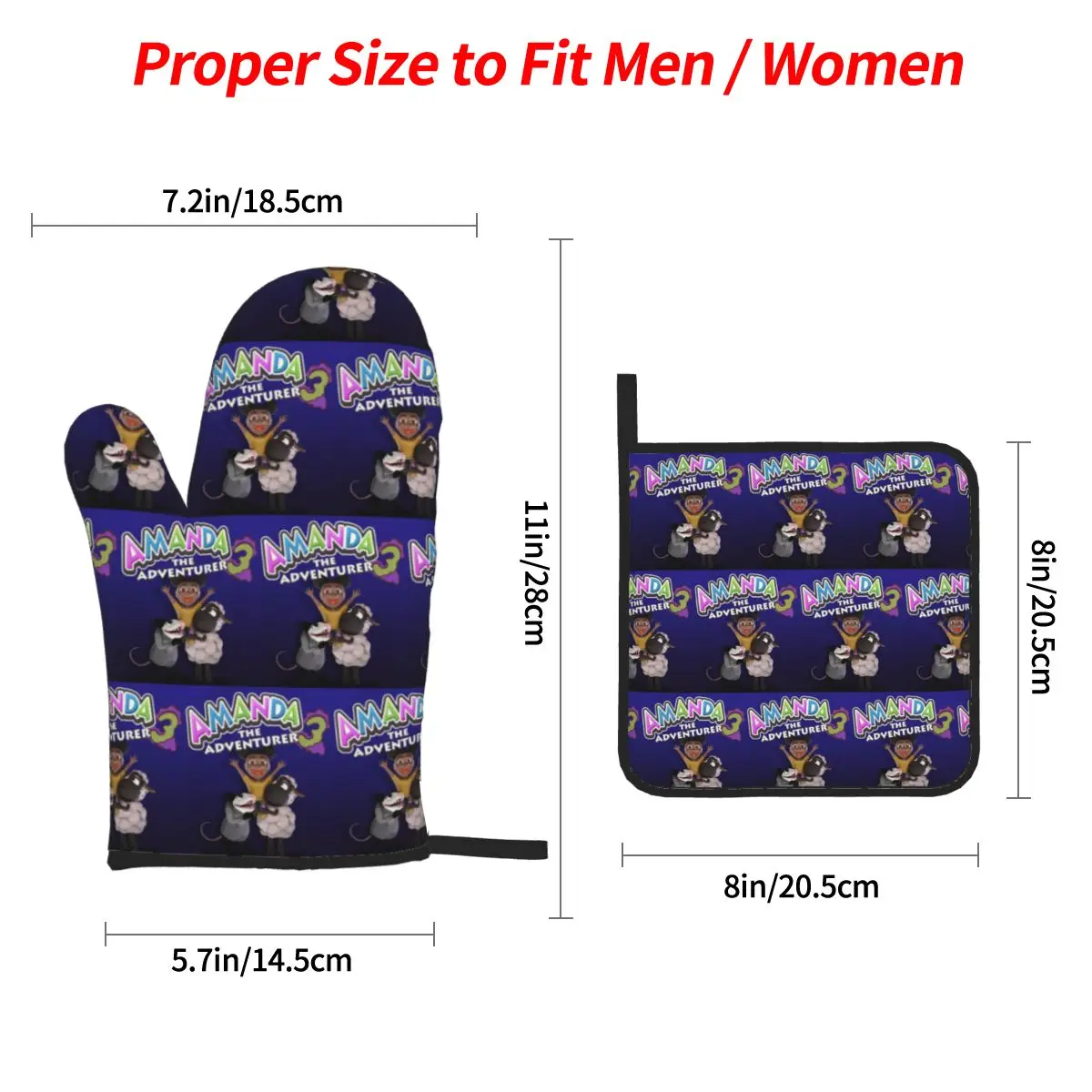 Amanda The Adventurer Oven Mitts and Pot Holder Sets of 4 for Baking Kitchen Cooking Grilling Resistant Non-Slip Gloves