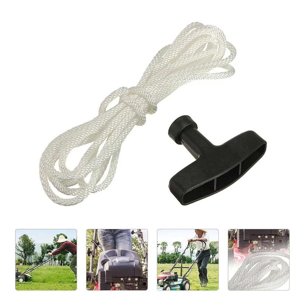 

2pcs Lawn Mower Pull Starter 4X0.4cm Polyester Rope 3m Long Ergonomic Handle Universal Recoil Engine Supplies Gardening Tools