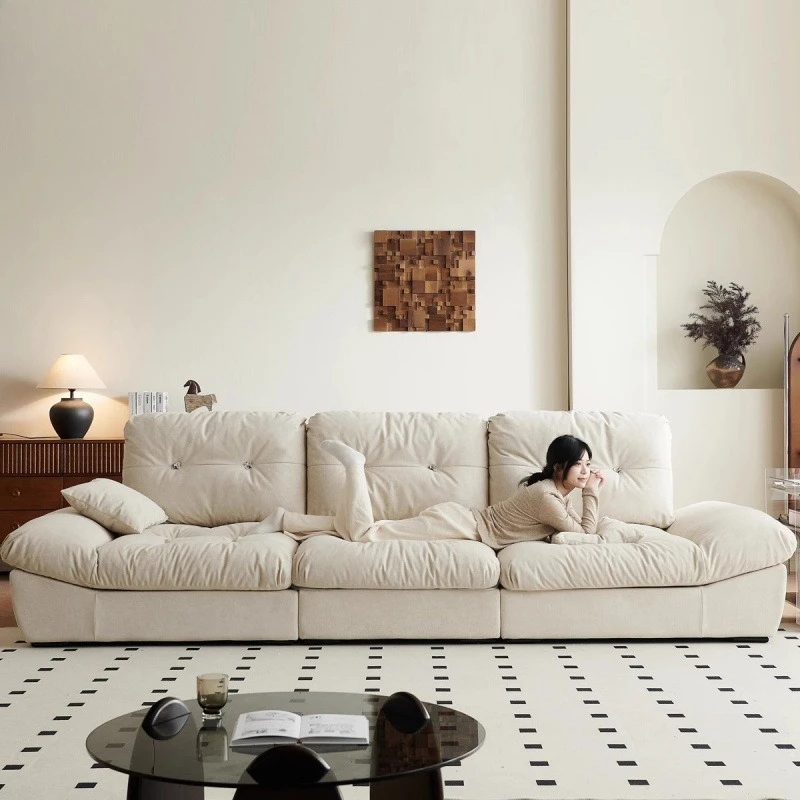 Straight row cloud sofa adjustable backrest simple fabric sofa