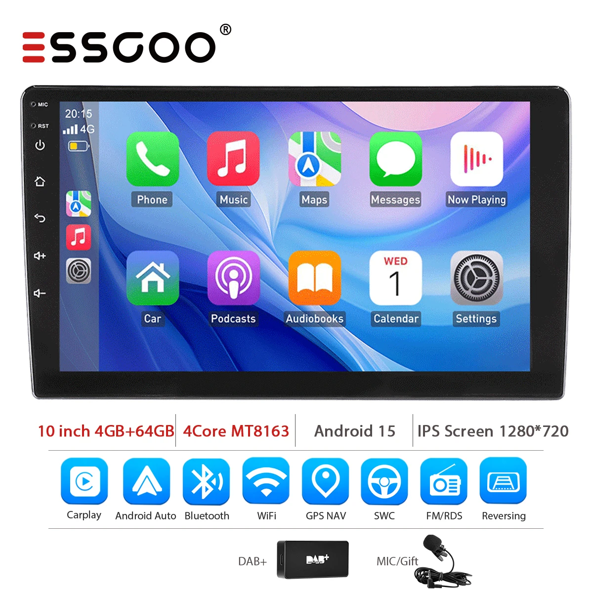 ESSGOO 7 9 10 inch Universele CarPlay Android Auto Autoradio voor VW Fiat Renault Nissan Hyundai GPS Multimedia Autoradio Stereo