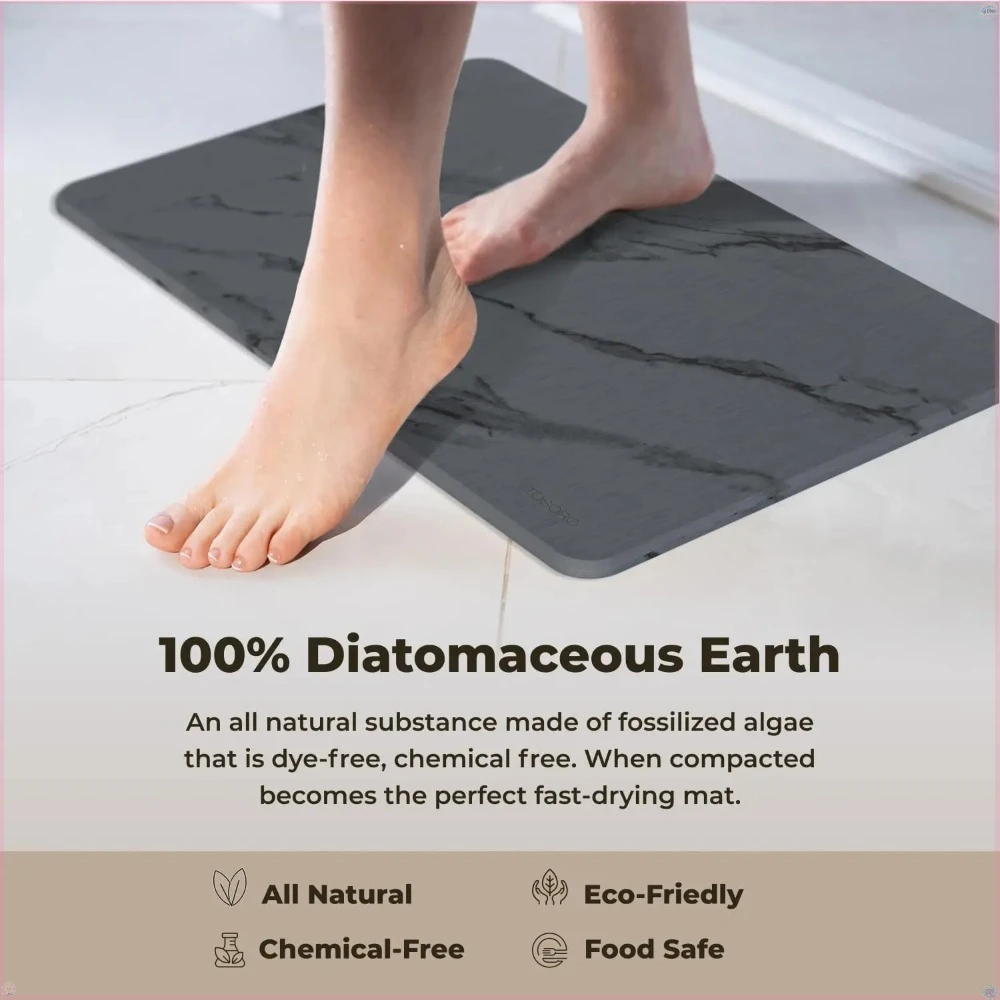 

Stone Bath Mat, Diatomaceous Earth Non-Slip Stone Shower Mat - Elegant & Modern Design, Easy to Clean (23.5 x 15) - Graphite