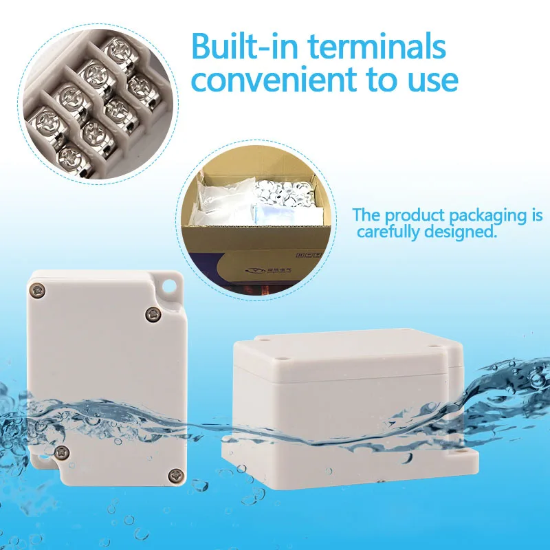 Kotak sambungan tahan air untuk luar ruangan dengan terminal untuk pembagi sirkuit tahan hujan, kotak pembagi kabel plastik untuk luar ruangan