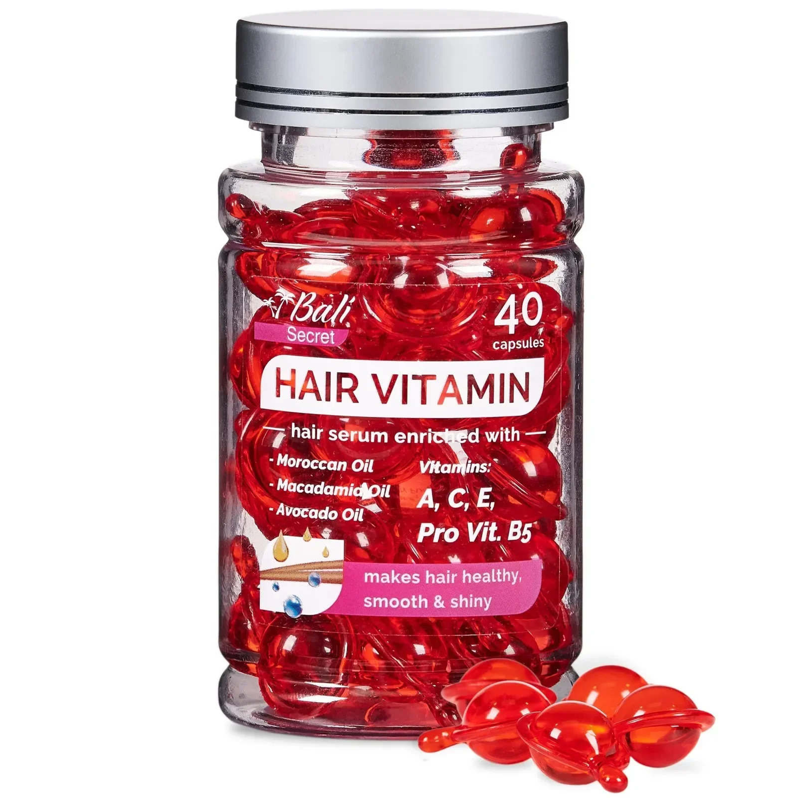 

40 Capsules Vitamin Leave-In Hair Care Essential Oil Capsules Moroccan Nut Oil Hydrating Anti Friz Smooth Hair Care Conditioner