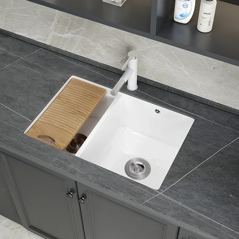 Terrace ceramic square countertop basin, laundry basin, vegetable washing basin, single basin sink, deepened small and large dou