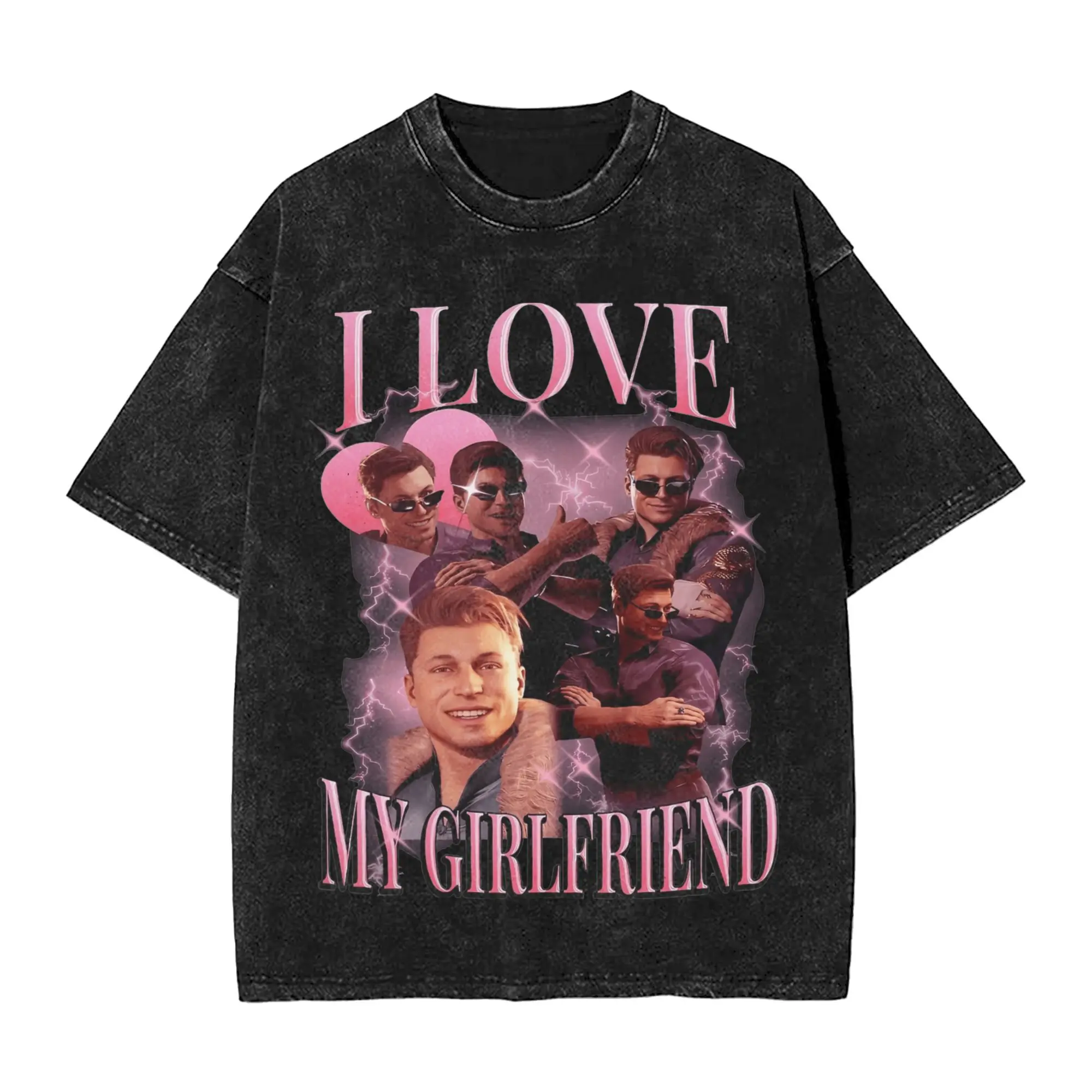 I Love My Girlfriend T Shirts Men Pure Cotton Unique T-Shirts Crewneck Johnny Cage Mortal Kombat 1 Tees Short Sleeve Tops