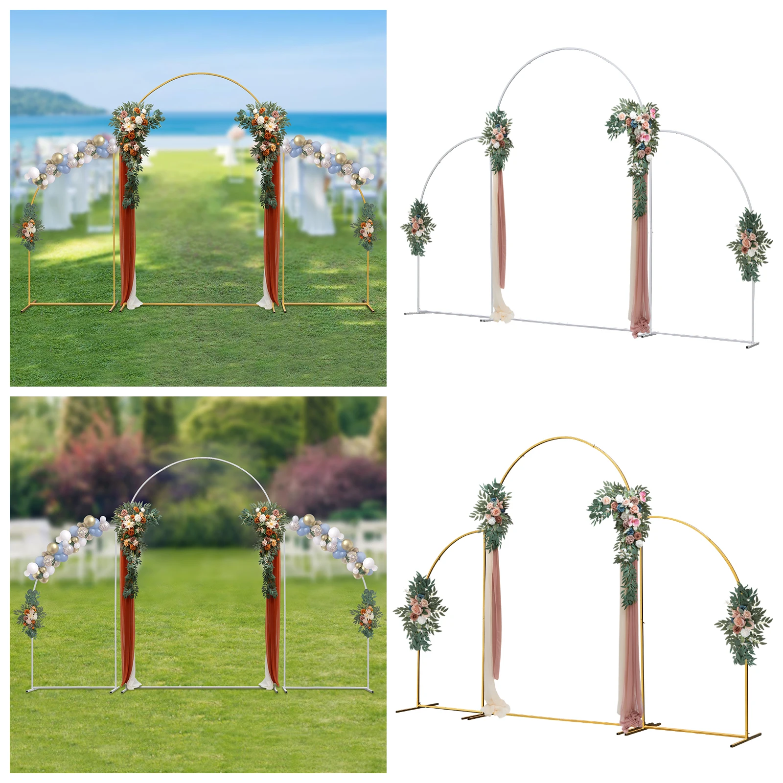 

Metal Wedding Arch Backdrop Stand White/Gold Arch Backdrop Stand for Wedding Ceremony Bridal Party Decoration