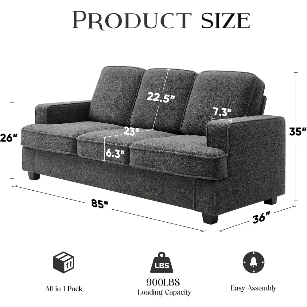 

Couches for Living Room, 85” Cozy Teddy Fleece Couch Sofa for Living Room/Bedroom/Office/Apartment, Sofa Bed