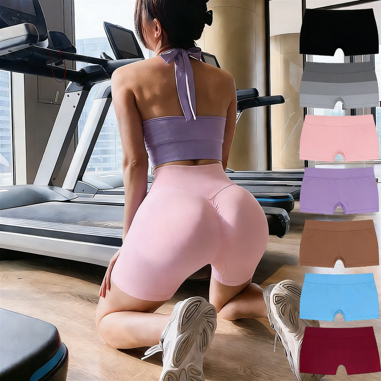 

Новинка 2026, брюки для фитнеса, персиковые, с подтяжкой бедер, полная форма, плотно формирующие, без смущения, летние женские защитные брюки без трения