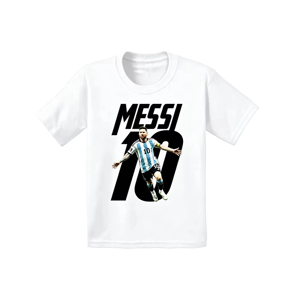 2026 Mens Womens Kids Messi 10 Soccer T-Shirt Legend Player Portrait Number 10 Print Crew Neck Cotton Casual Top